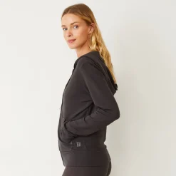 MONROW Supersoft Zip Up Hoody WASHEDBLACK Hot